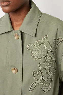 Veste Militaire Brodee Kaki Moyen - Sully<Gerard Darel Sale