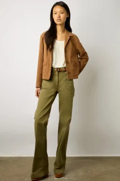 Veste Tailleur Cuir Velours Beige - Jasmine<Gerard Darel Hot