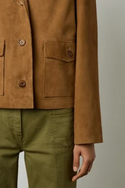 Veste Tailleur Cuir Velours Beige - Jasmine<Gerard Darel Hot