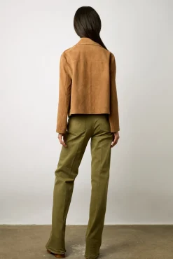 Veste Tailleur Cuir Velours Beige - Jasmine<Gerard Darel Hot