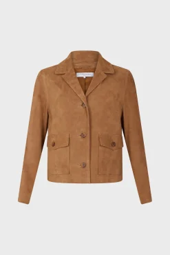 Veste Tailleur Cuir Velours Beige - Jasmine<Gerard Darel Hot